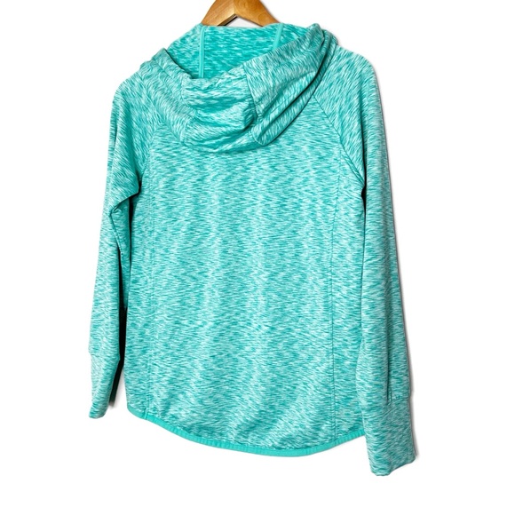 90 Degree Women's Marbled Aqua Hooded Workout Athletic Pullover Fleece Jacket - Picture 11 of 16